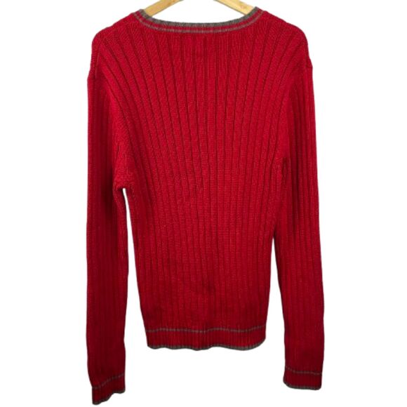 NWT Marc O' Polo Mens Red & Gray Knit Cotton Crewneck Sweater Size L -$110 - Picture 6 of 6